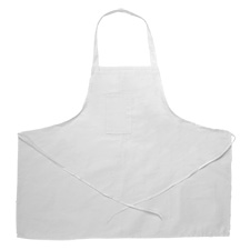 Extra Wide Bib Apron w/Adjustable Neck Tie - White